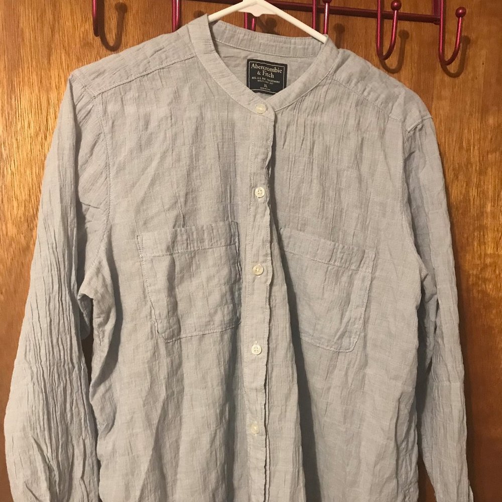 Abercrombie & Fitch Light Blue Gray Button Up Shirt Size XL